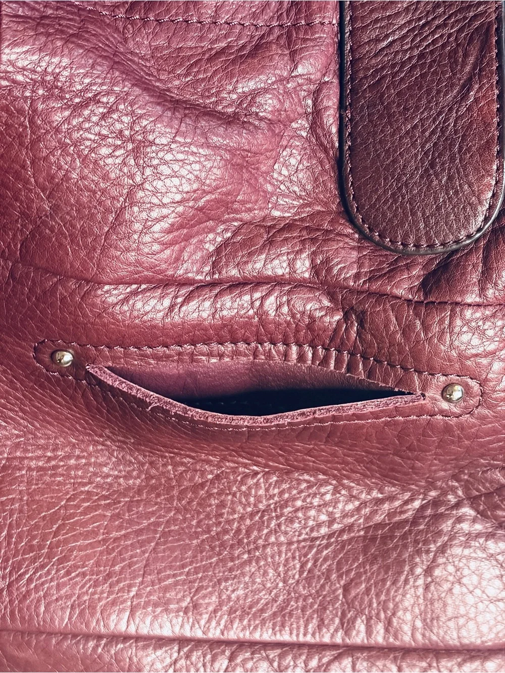 B. Makowsky VTG Plum Leather Slouchy Hobo Shoulder Bag Tote Silver Accent - EUC